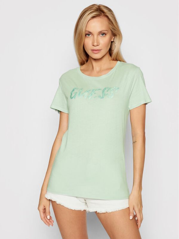 Guess Guess T-shirt Pool Reflection Logo W1YI45 RA0Q0 Zelena Regular Fit