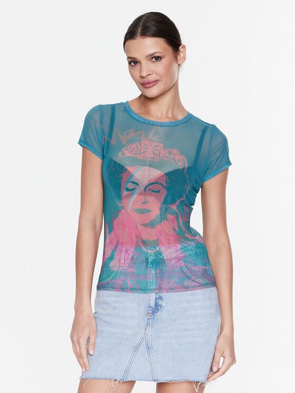 Guess Guess T-shirt Queen Graffiti W3RI55 KBAH2 Plava Slim Fit