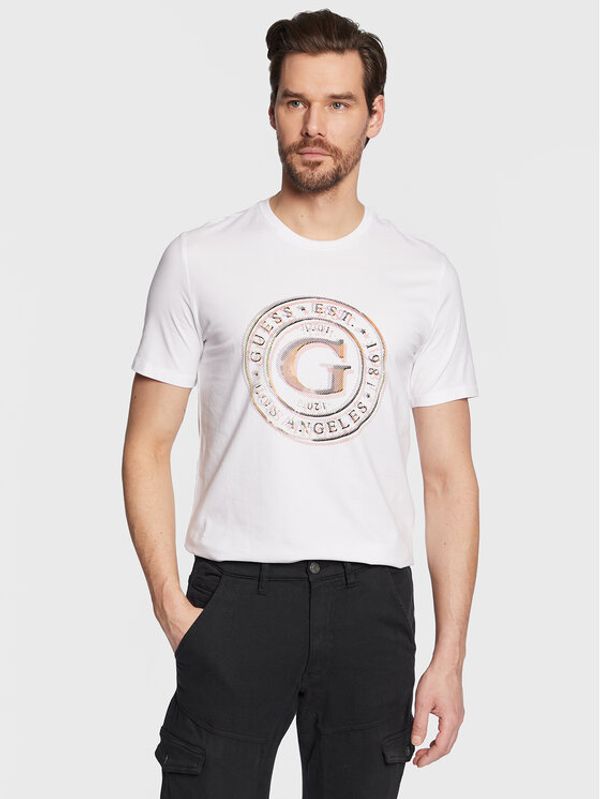 Guess Guess T-shirt Round Logo M3GI11 J1314 Bijela Slim Fit