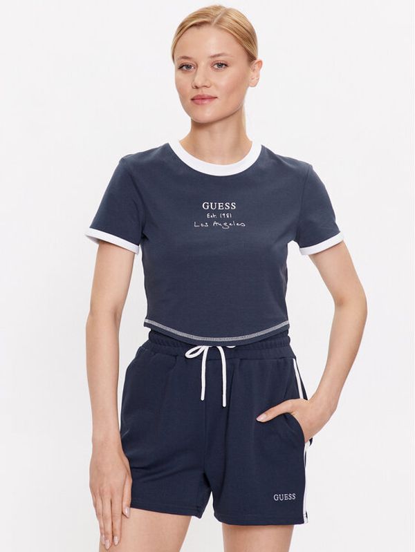Guess Guess T-shirt Signature V3GI02 KBNW0 Tamnoplava Slim Fit