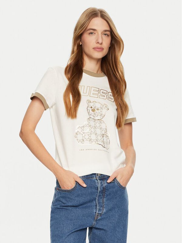 Guess Guess T-shirt V4BI02 K8FQ4 Écru Regular Fit