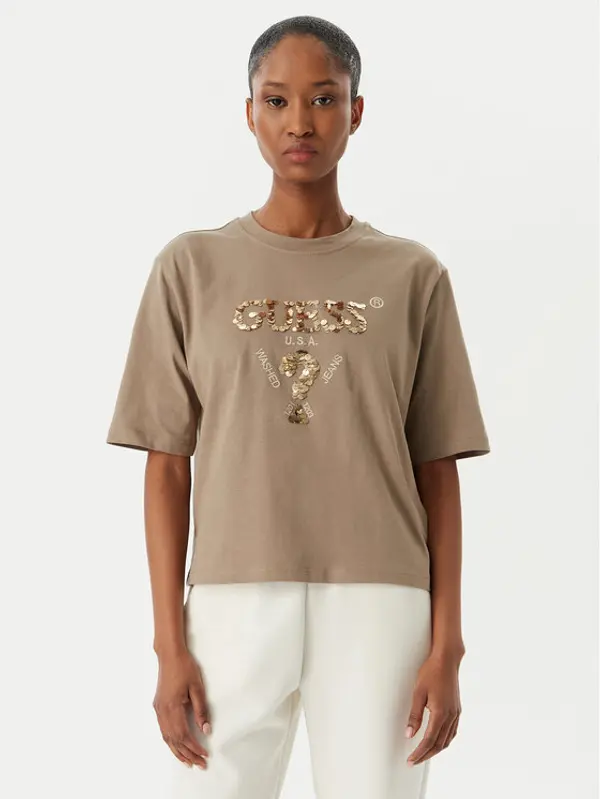 Guess Guess T-shirt V4YI06 I3Z14 Bež Regular Fit