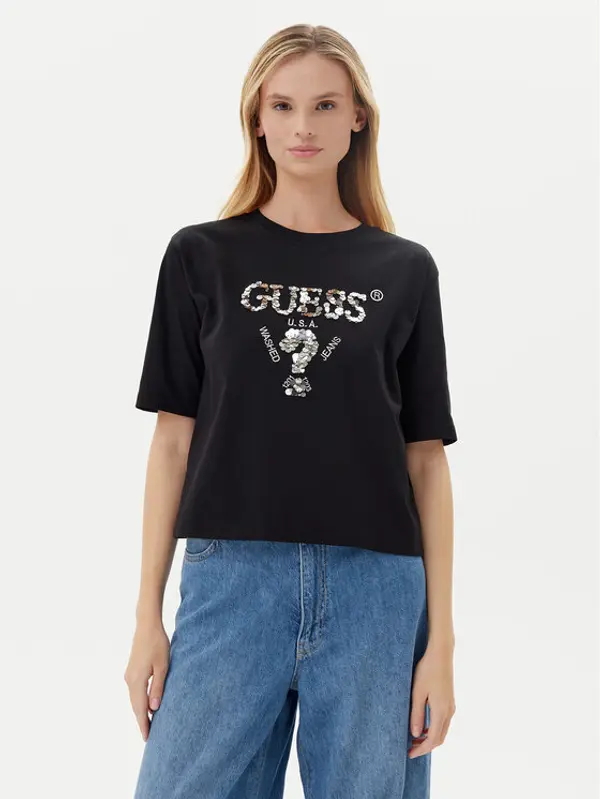 Guess Guess T-shirt V4YI06 I3Z14 Crna Relaxed Fit