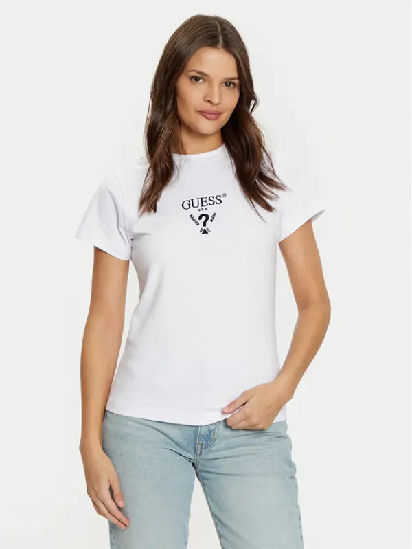 Guess Guess T-shirt V4YI21 KCDH1 Bijela Slim Fit