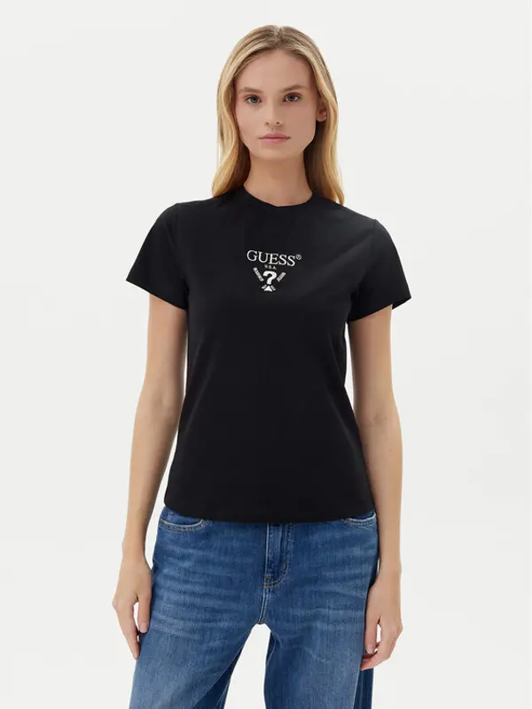 Guess Guess T-shirt V4YI21 KCDH1 Crna Slim Fit