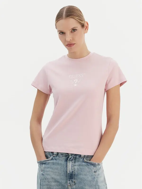 Guess Guess T-shirt V4YI21 KCDH1 Ružičasta Regular Fit