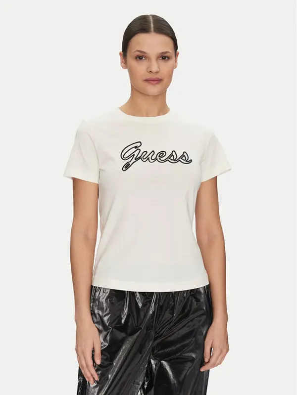 Guess Guess T-shirt V5GI02 K9RM1 Écru Slim Fit
