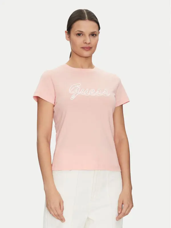 Guess Guess T-shirt V5GI02 K9RM1 Ružičasta Slim Fit