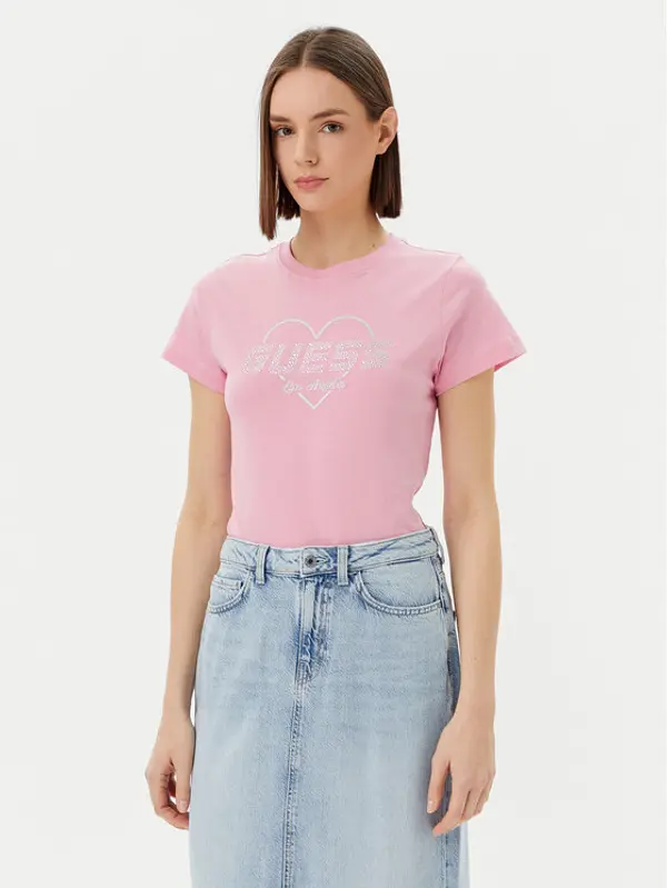 Guess Guess T-shirt V5GI10 K9RM1 Ružičasta Regular Fit
