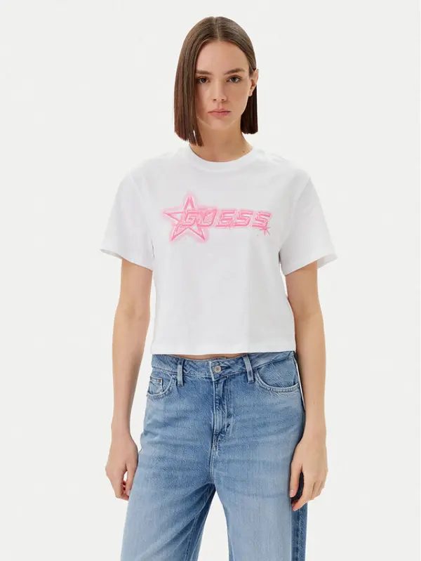 Guess Guess T-shirt V5GI12 K9RM1 Bijela Boxy Fit