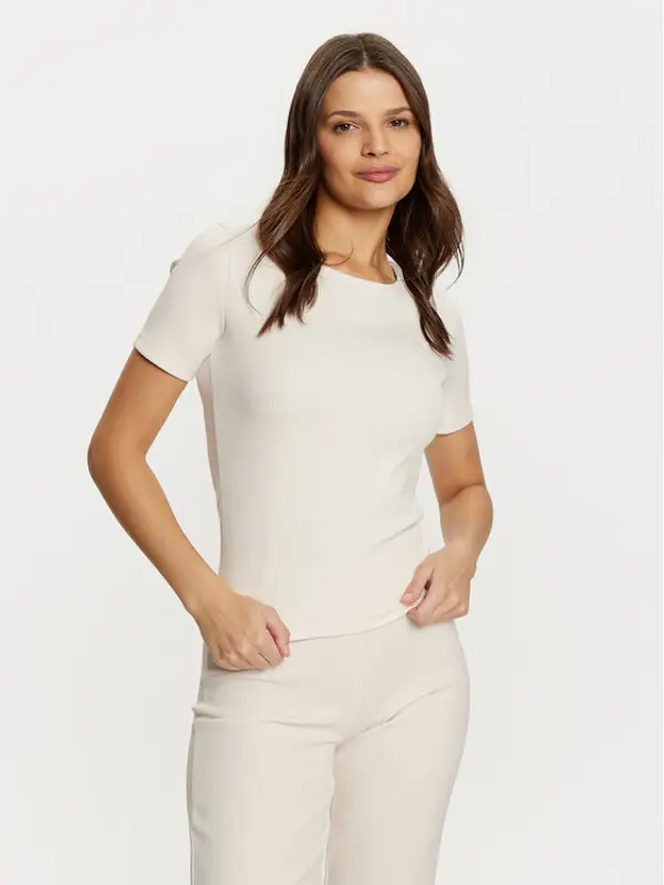 Guess Guess T-shirt V5RI04 KCLH0 Écru Regular Fit