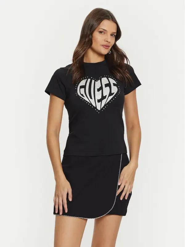 Guess Guess T-shirt V5RI08 J1314 Crna Slim Fit