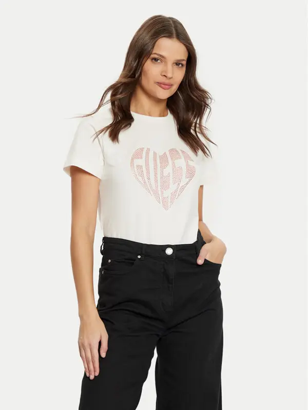 Guess Guess T-shirt V5RI08 J1314 Écru Slim Fit
