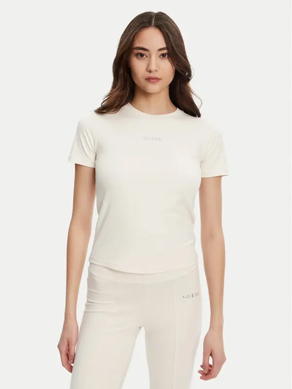 Guess Guess T-shirt V5RI10 KCD02 Écru Regular Fit