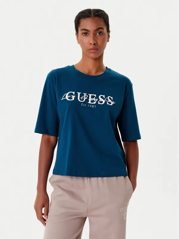Guess Guess T-shirt V5YI02 I3Z14 Plava Boxy Fit