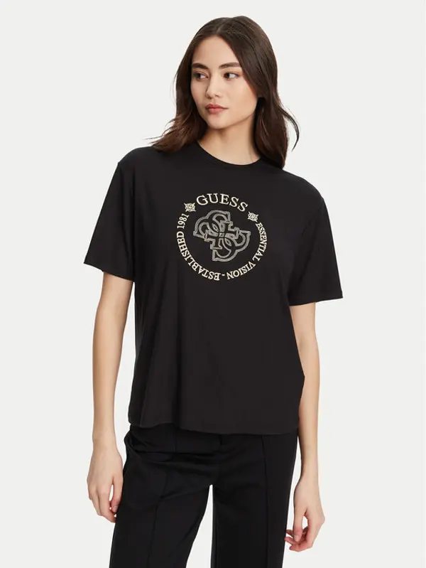 Guess Guess T-shirt V5YI05 KCOA2 Crna Regular Fit