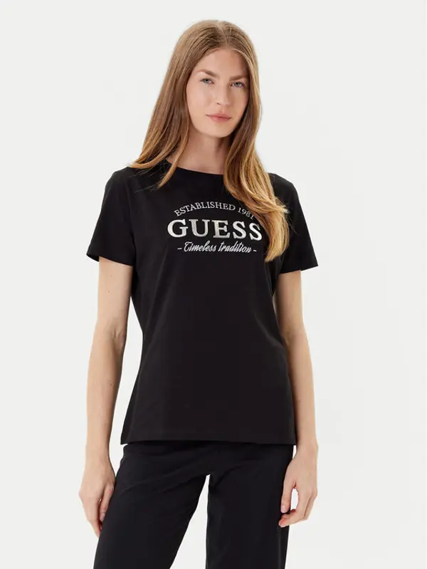 Guess Guess T-shirt V5YI12 J1314 Crna Regular Fit