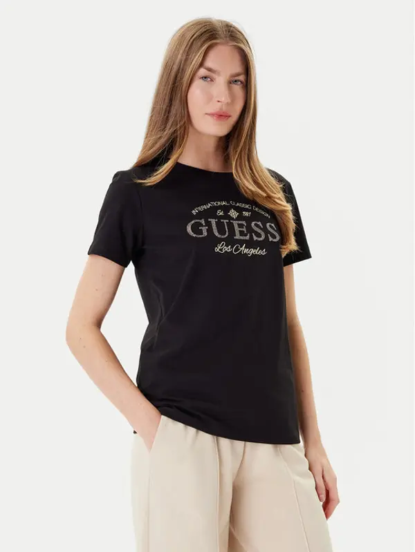 Guess Guess T-shirt V5YI13 J1314 Crna Regular Fit