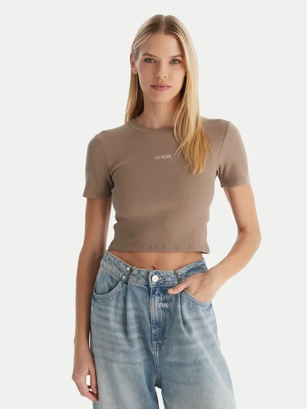 Guess Guess T-shirt V5YP08 K8RT2 Kaki Slim Fit