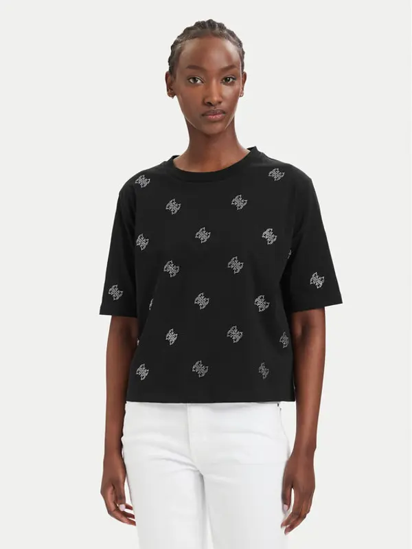 Guess Guess T-shirt V6GI18 K2985 Crna Regular Fit