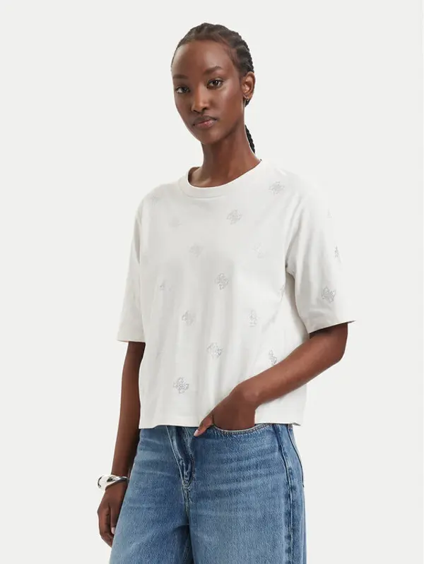 Guess Guess T-shirt V6GI18 K2985 Krem Regular Fit