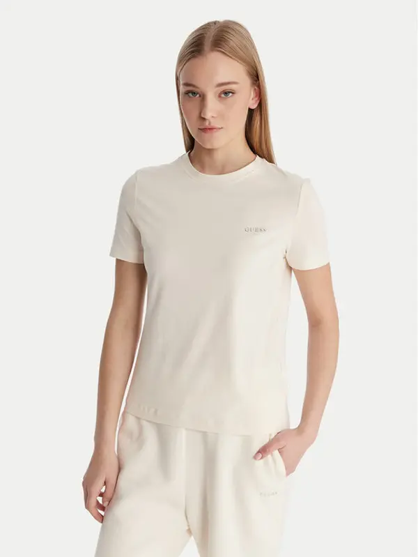 Guess Guess T-shirt V6RI07 J1314 Écru Regular Fit