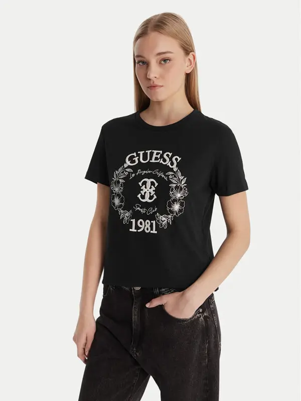 Guess Guess T-shirt V6RI12 J1314 Crna Regular Fit