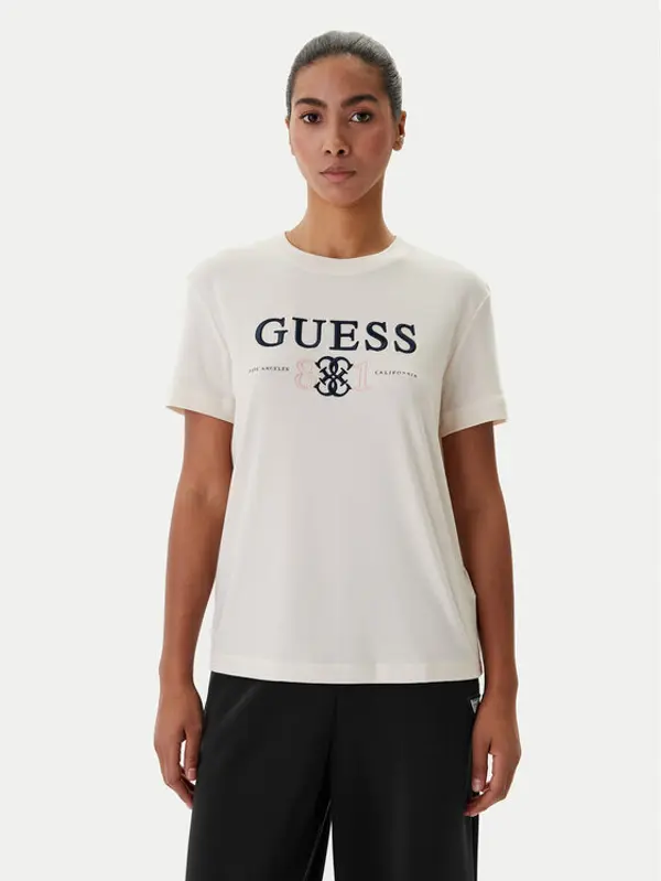 Guess Guess T-shirt V6RI13 KD772 Écru Regular Fit