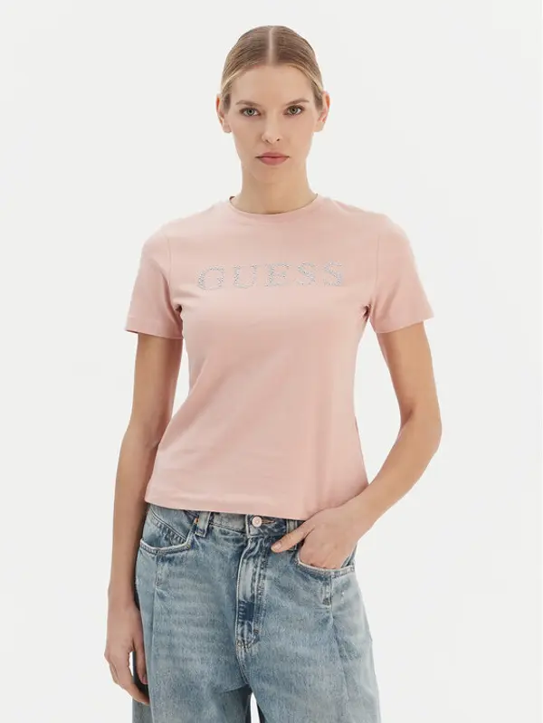 Guess Guess T-shirt V6RI20 J1314 Ružičasta Regular Fit