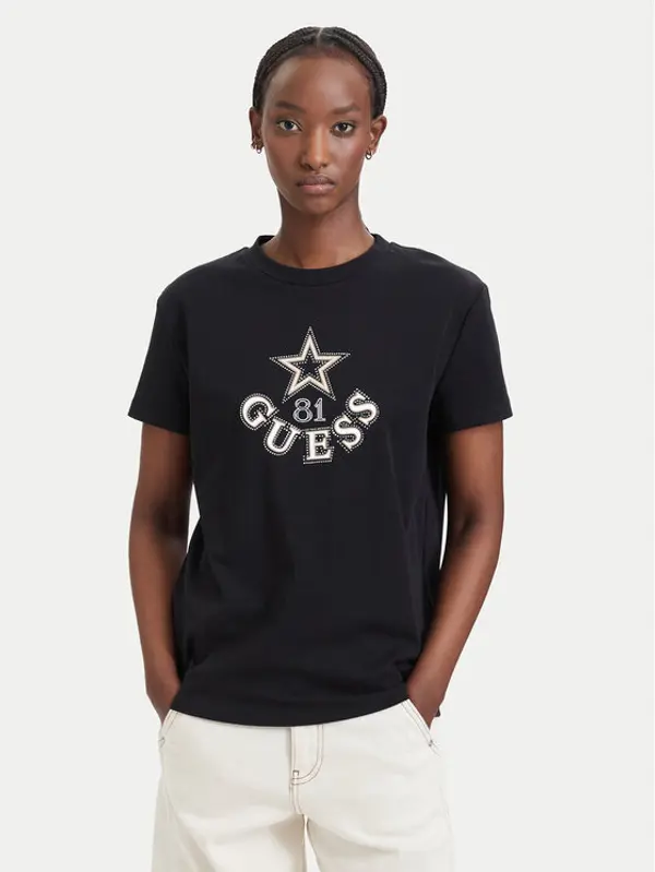 Guess Guess T-shirt V6YI04 K4268 Crna Regular Fit