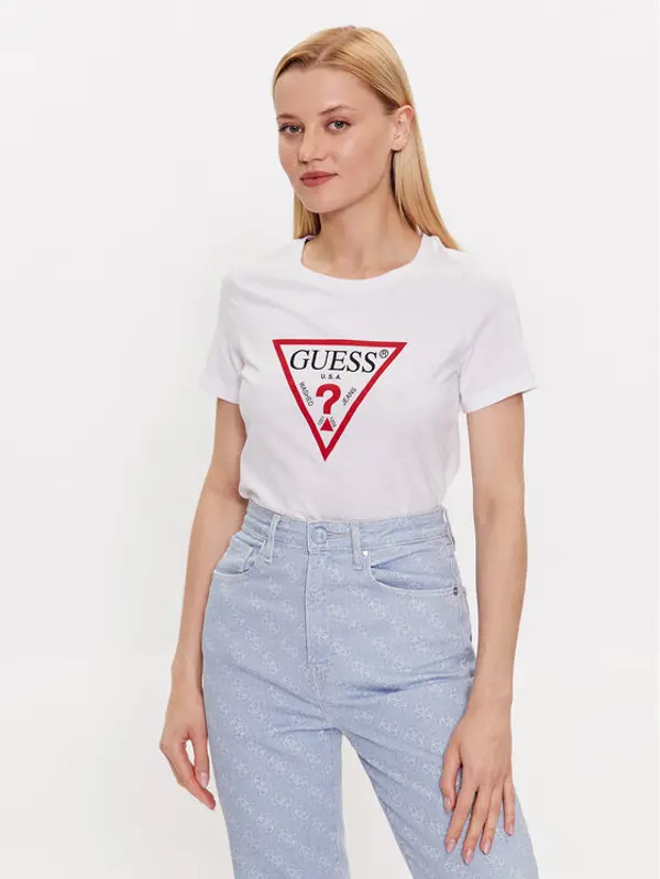 Guess Guess T-shirt W1YI1B I3Z14 Bijela Slim Fit