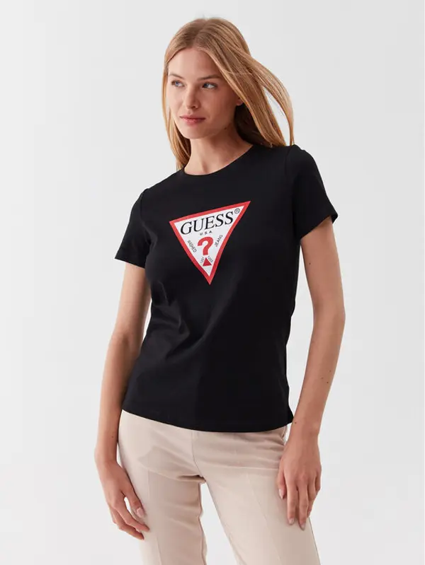 Guess Guess T-shirt W1YI1B I3Z14 Crna Slim Fit