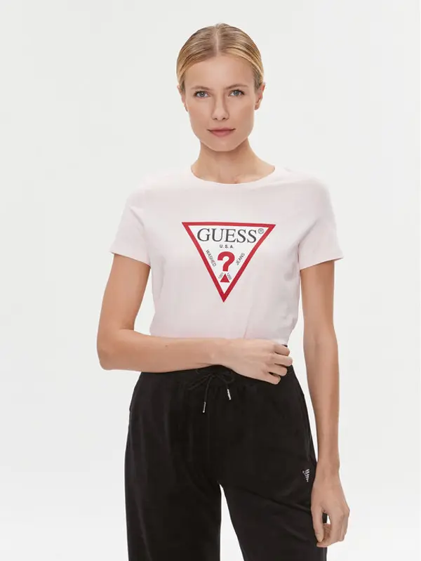 Guess Guess T-shirt W1YI1B I3Z14 Ružičasta Slim Fit