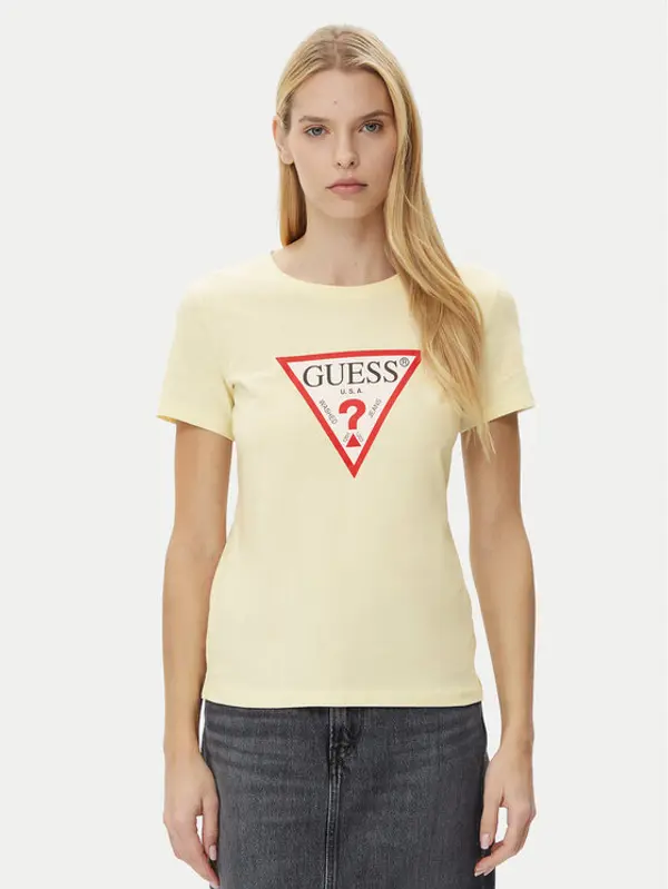 Guess Guess T-shirt W1YI1B I3Z14 Žuta Regular Fit