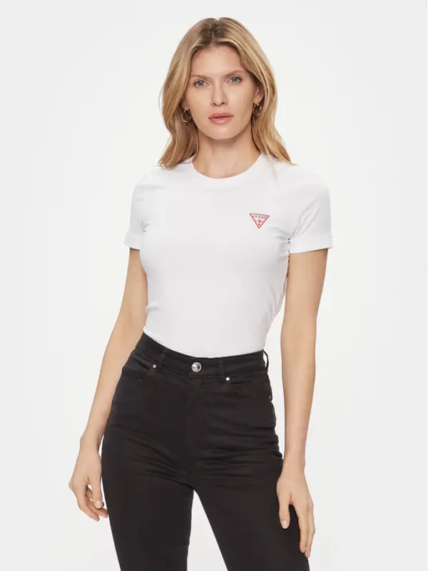 Guess Guess T-shirt W2YI44 J1314 Bijela Slim Fit