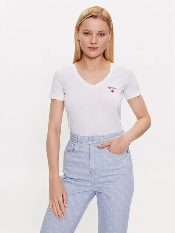 Guess Guess T-shirt W2YI45 J1314 Bijela Slim Fit