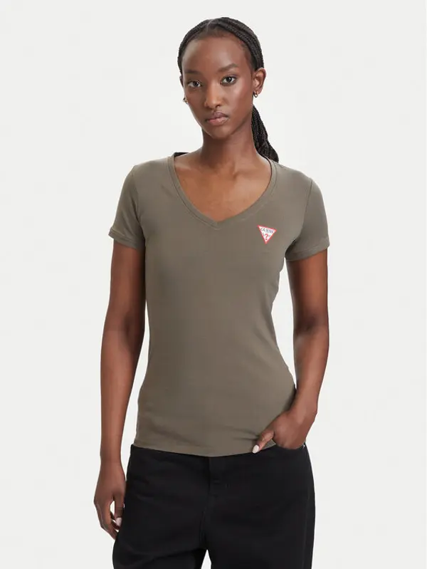 Guess Guess T-shirt W2YI45 J1314 Kaki Slim Fit