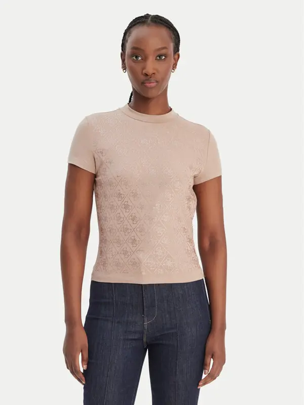 Guess Guess T-shirt W4BI26 J1314 Bež Regular Fit