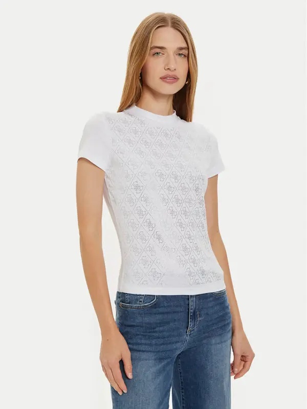 Guess Guess T-shirt W4BI26 J1314 Bijela Slim Fit