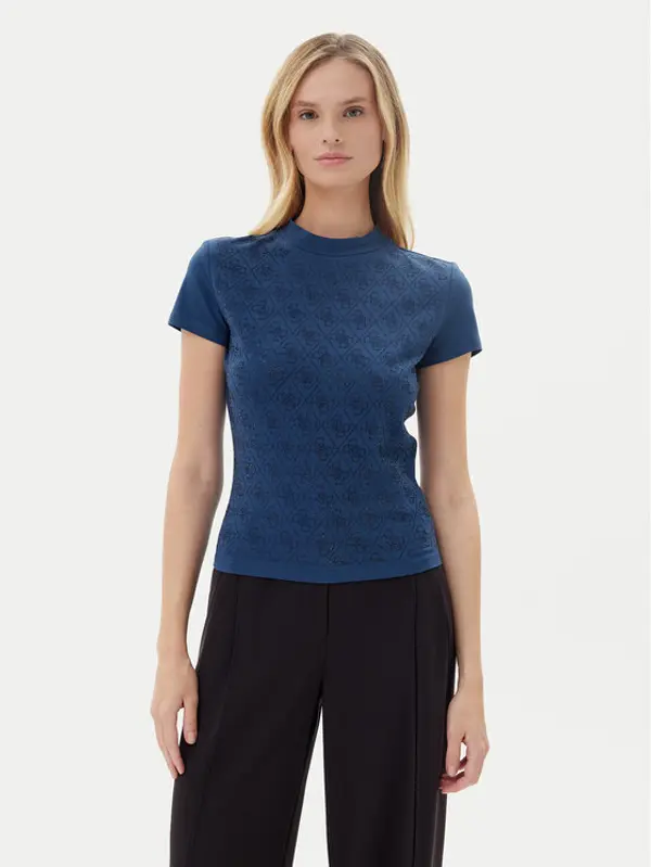 Guess Guess T-shirt W4BI26 J1314 Tamnoplava Slim Fit