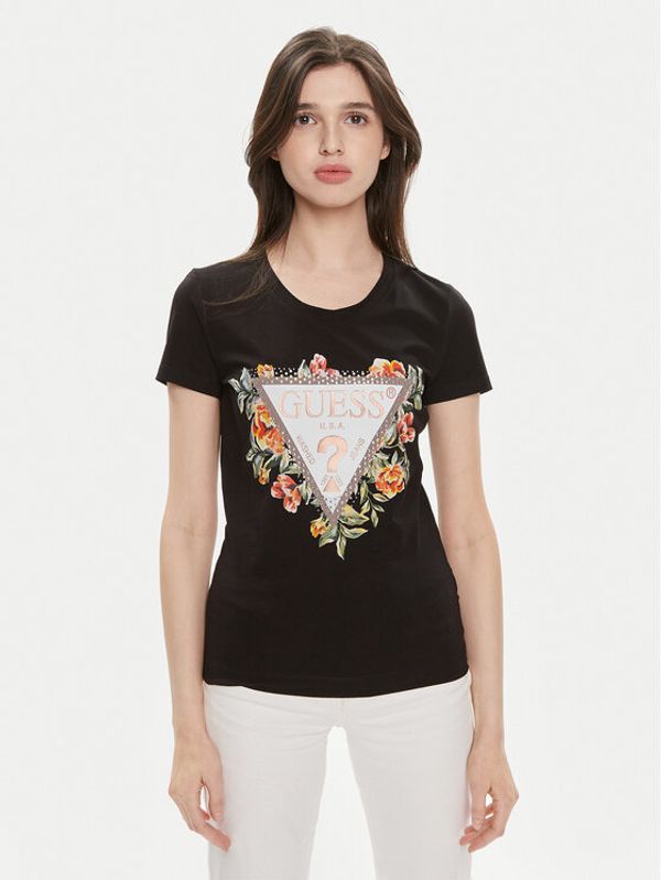 Guess Guess T-shirt W4GI24 J1314 Crna Slim Fit