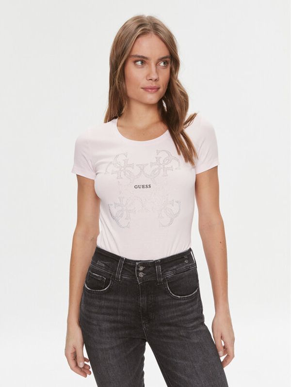 Guess Guess T-shirt W4RI35 J1314 Ružičasta Slim Fit
