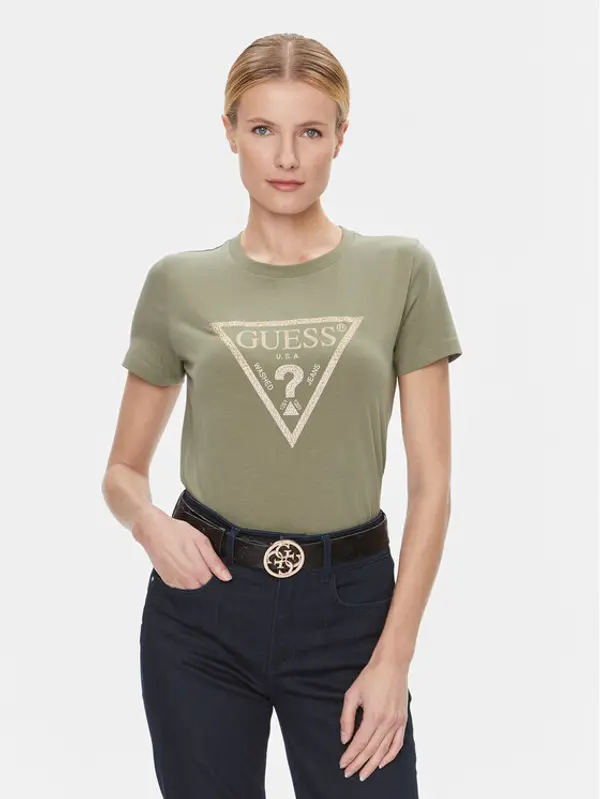 Guess Guess T-shirt W4RI69 J1314 Zelena Regular Fit