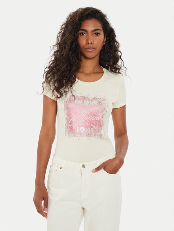 Guess Guess T-shirt W4YI24 J1314 Écru Regular Fit