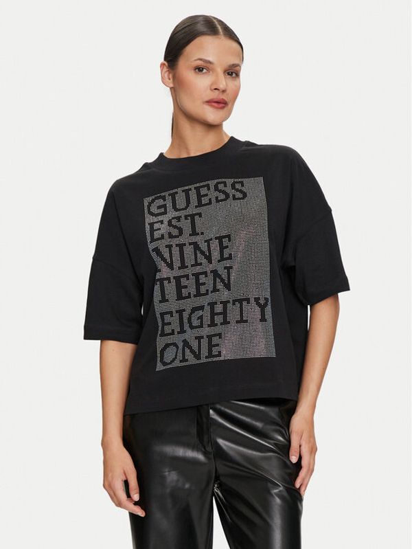 Guess Guess T-shirt W4YI28 I3Z14 Crna Boxy Fit