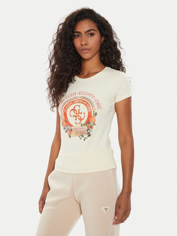 Guess Guess T-shirt W4YI43 KA0Q1 Bež Regular Fit