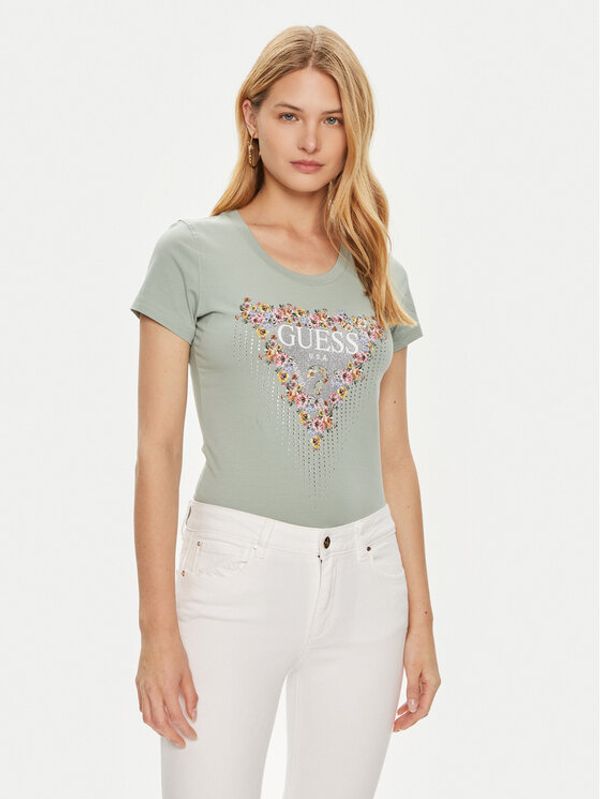 Guess Guess T-shirt W4YI72 J1314 Zelena Slim Fit