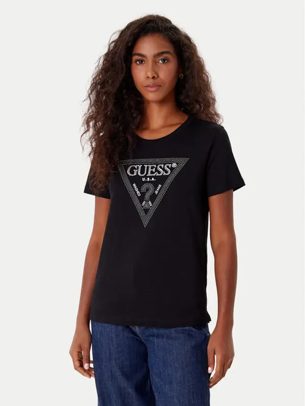 Guess Guess T-shirt W5BI18 I3Z14 Crna Regular Fit