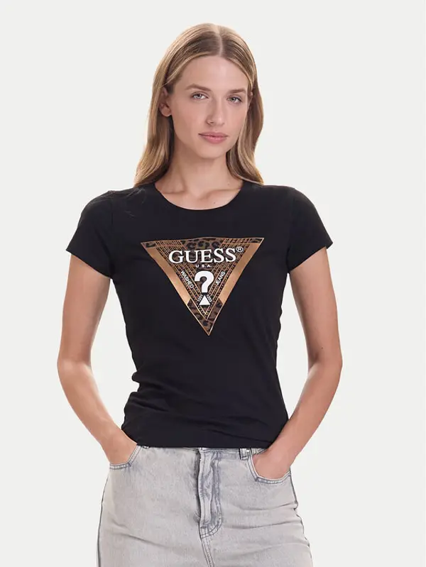 Guess Guess T-shirt W5BI28 J1314 Crna Slim Fit
