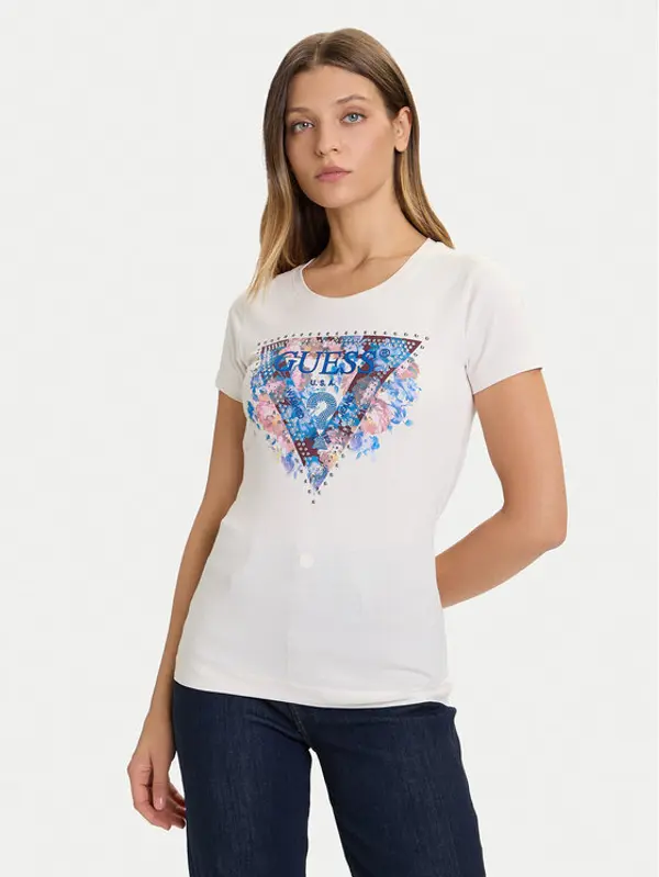 Guess Guess T-shirt W5BI29 J1314 Écru Slim Fit